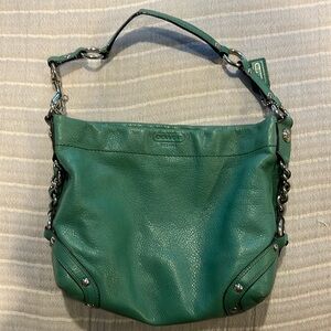 COACH green leather shoulder bag